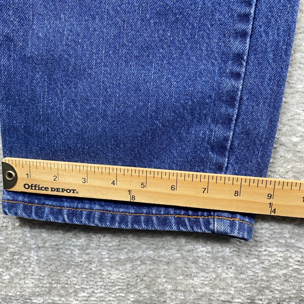 Dickies Mens Straight Leg Blue Denim Workwear Jeans 33x29 Distressed Hem - Picture 3 of 11